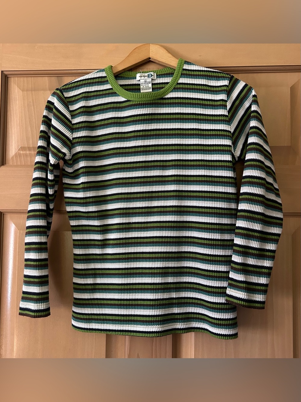 VTG 90s Paul Harris Design Striped Waffle Knit Thermal Shirt Skater Gorpcore S